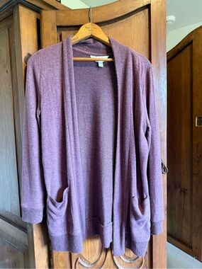 Market & Spruce Slouchy Plum Cardigan